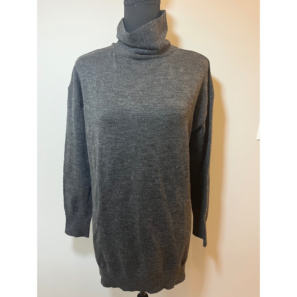 Joseph A. Womens Charcoal Heather Longline Turtleneck Tunic Sweater Size S NEW‎